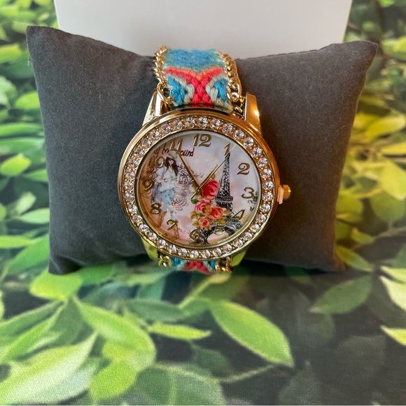 "Paris Girl" Knitted Woven Braided Bracelet Watch - Picture 1 of 4